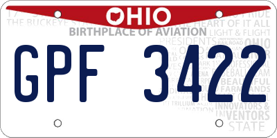 OH license plate GPF3422
