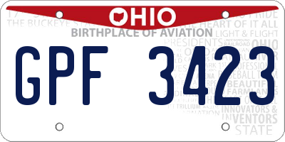 OH license plate GPF3423