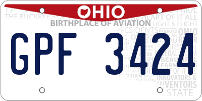 OH license plate GPF3424