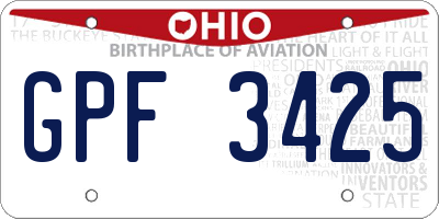 OH license plate GPF3425