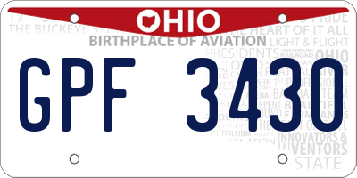 OH license plate GPF3430