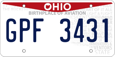 OH license plate GPF3431