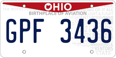OH license plate GPF3436