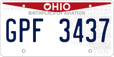 OH license plate GPF3437