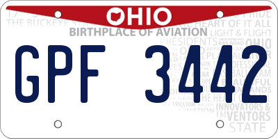 OH license plate GPF3442