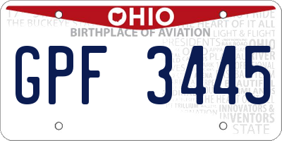 OH license plate GPF3445