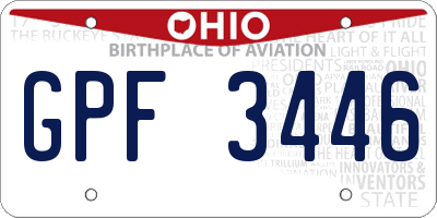 OH license plate GPF3446