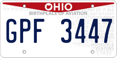 OH license plate GPF3447