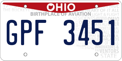 OH license plate GPF3451