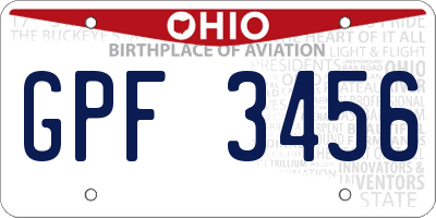 OH license plate GPF3456