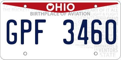 OH license plate GPF3460