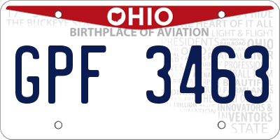 OH license plate GPF3463