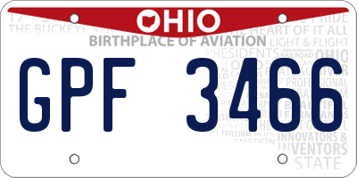 OH license plate GPF3466