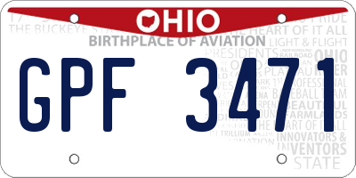 OH license plate GPF3471