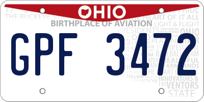 OH license plate GPF3472