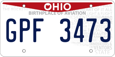 OH license plate GPF3473