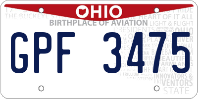 OH license plate GPF3475