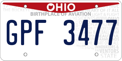 OH license plate GPF3477