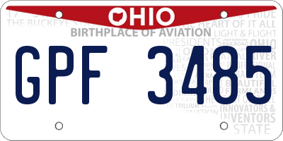 OH license plate GPF3485
