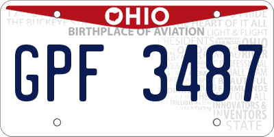 OH license plate GPF3487