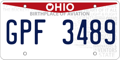 OH license plate GPF3489
