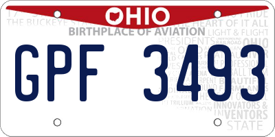 OH license plate GPF3493