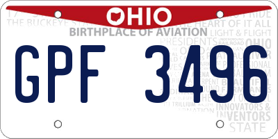 OH license plate GPF3496