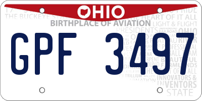 OH license plate GPF3497