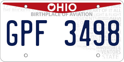 OH license plate GPF3498