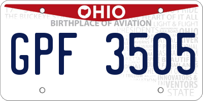 OH license plate GPF3505
