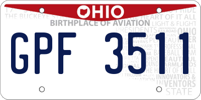 OH license plate GPF3511