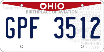 OH license plate GPF3512