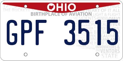 OH license plate GPF3515