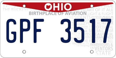 OH license plate GPF3517