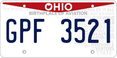 OH license plate GPF3521