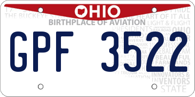 OH license plate GPF3522
