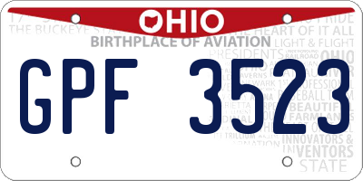OH license plate GPF3523