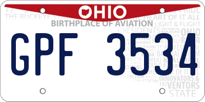 OH license plate GPF3534