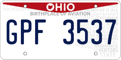 OH license plate GPF3537