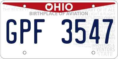 OH license plate GPF3547