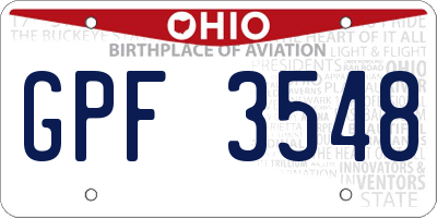 OH license plate GPF3548