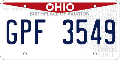 OH license plate GPF3549