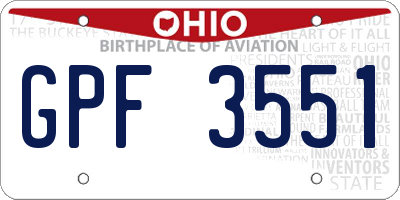 OH license plate GPF3551