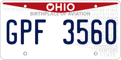 OH license plate GPF3560