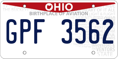 OH license plate GPF3562