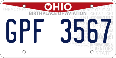 OH license plate GPF3567
