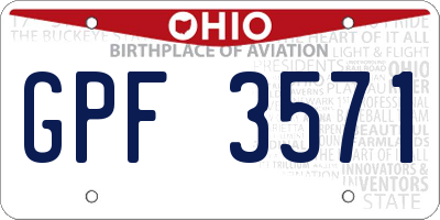 OH license plate GPF3571