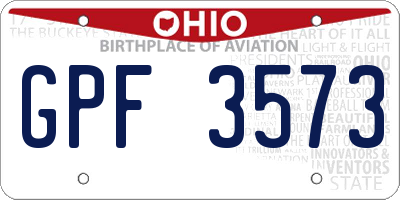 OH license plate GPF3573