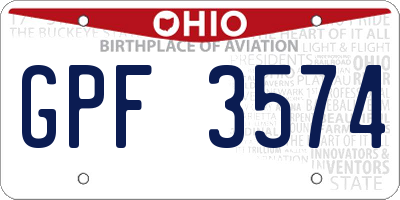 OH license plate GPF3574