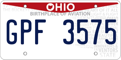OH license plate GPF3575